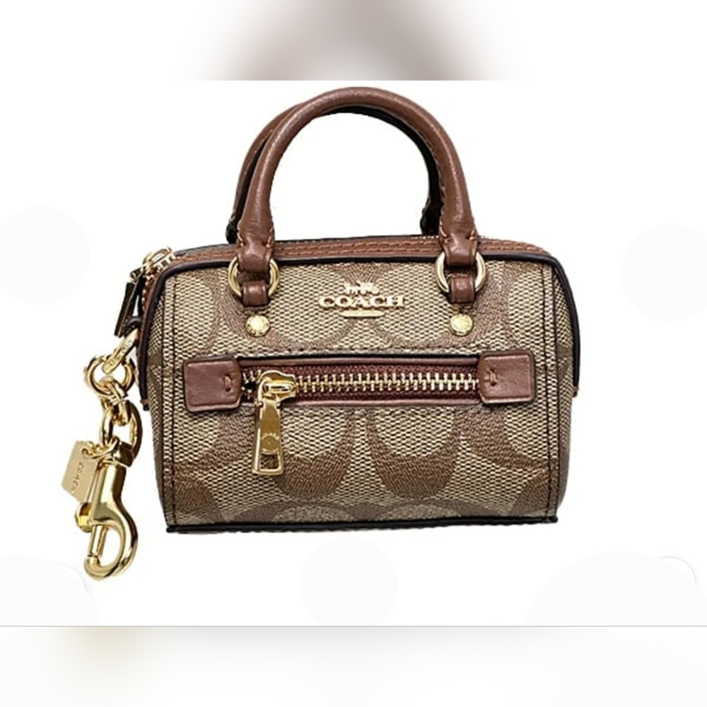 Coach 1716 Mini Rowan Satchel Signature bag charm Color Kahaki Saddle